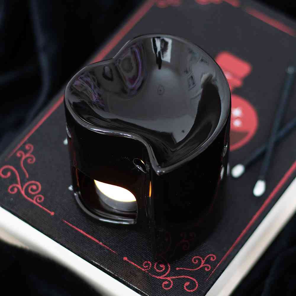 Something Different - Black Heart and Wax Warmer Oil burner - Black
